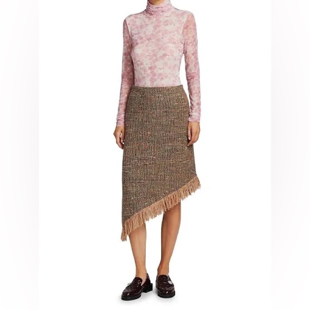GANNI Floral Pink Mesh Turtleneck Top Size 36 - Picture 2 of 6